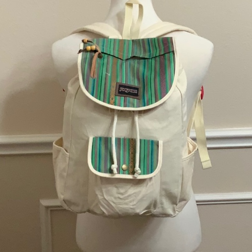 Jansport BREAKTOWN Backpack Ivory/Green stripe